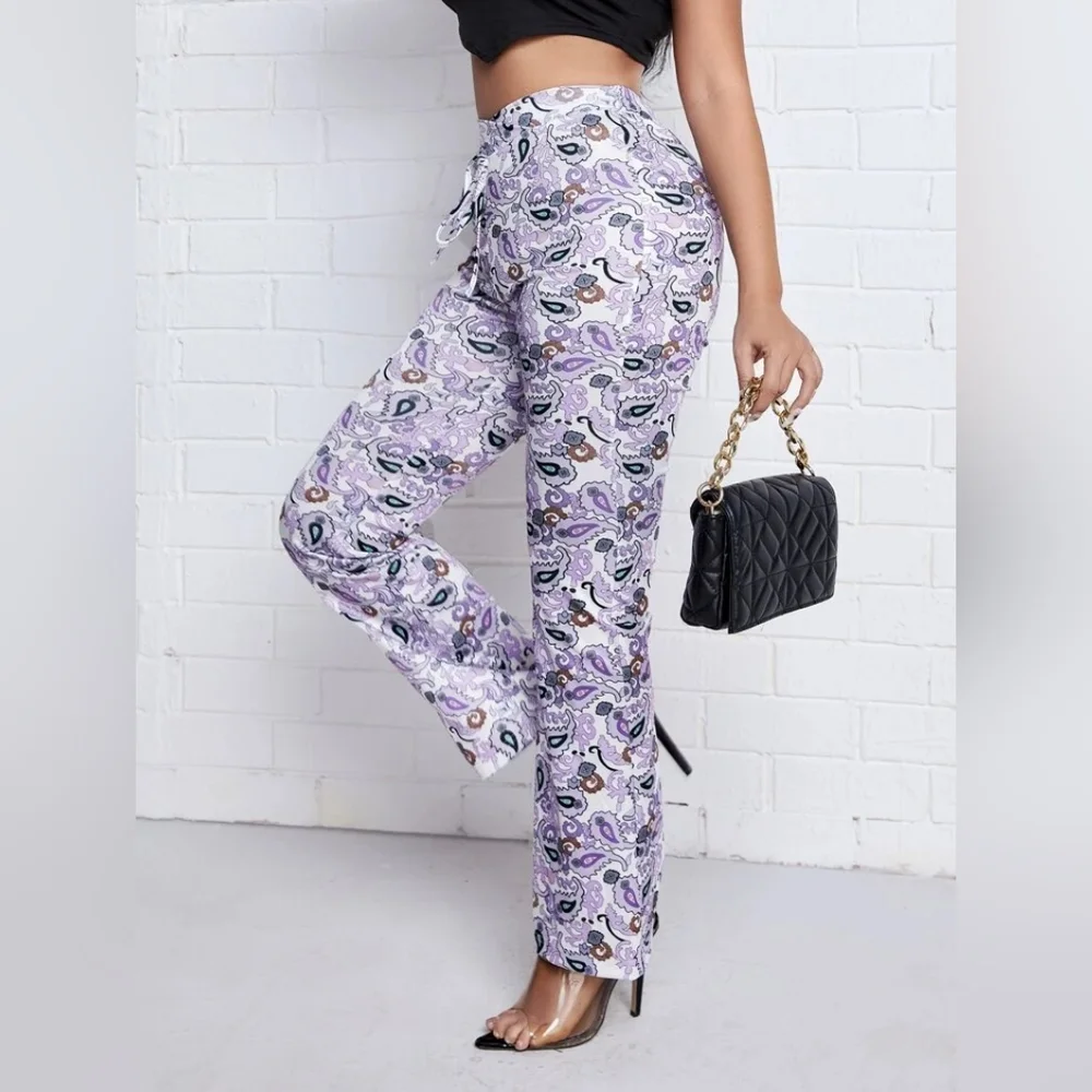 Boho Paisley Flare Leg Pants - Picture 7 of 8